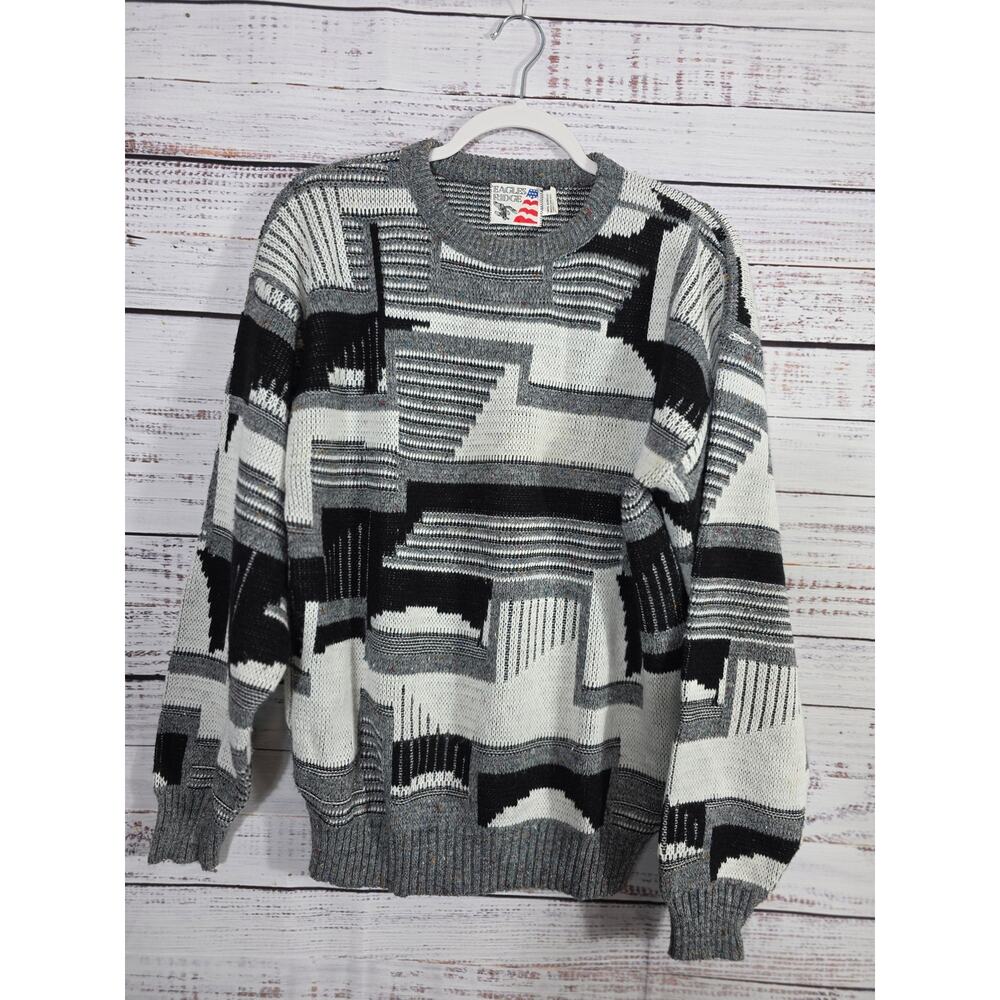 VTG Eagles Ridge Geometric Knit sweater 80/90s Made in USA mens size x-large
